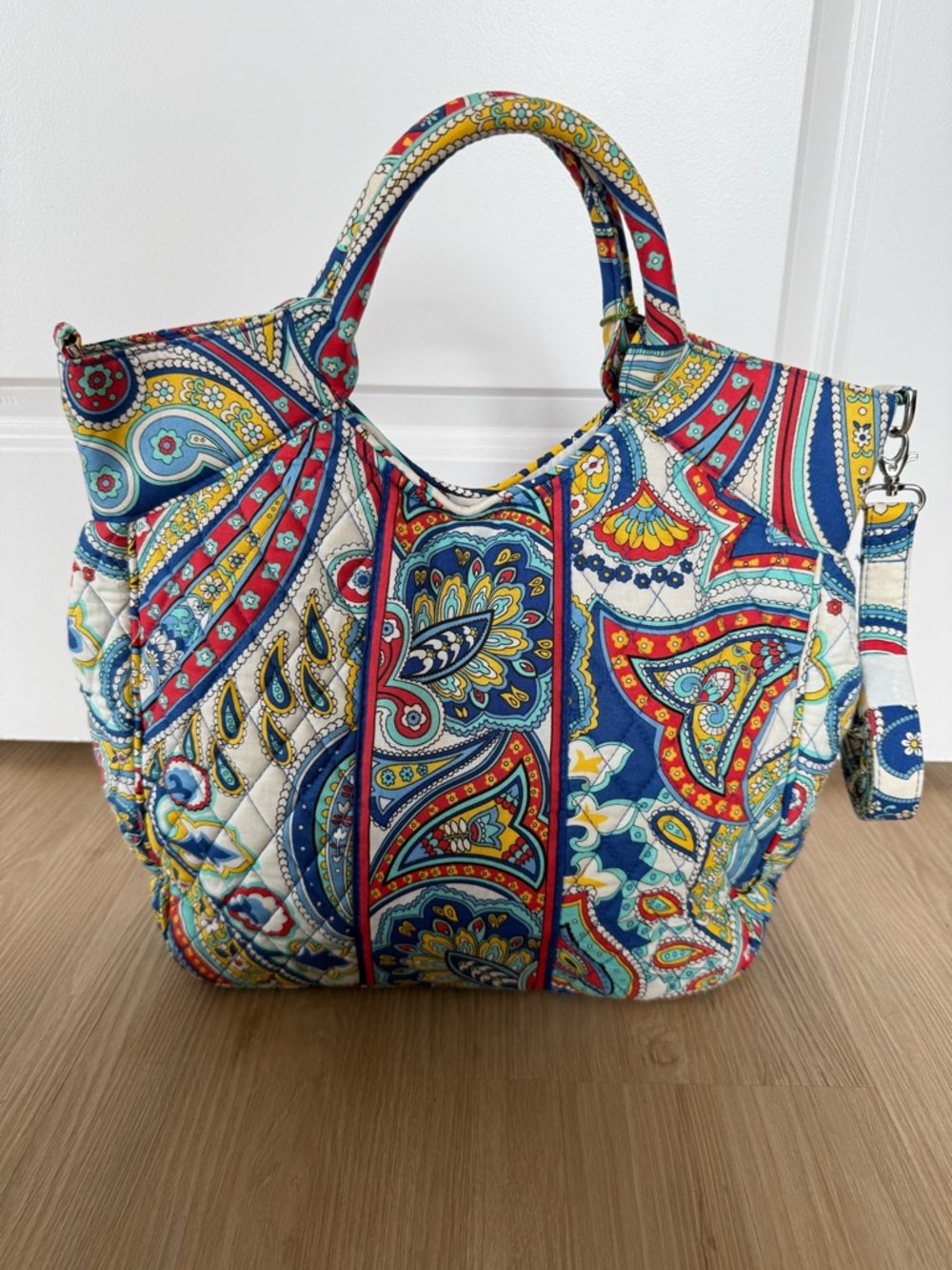 Vera Bradley Paisley Quilted Tote in Red, Blue, Yellow & Green - Picture 4 of 6